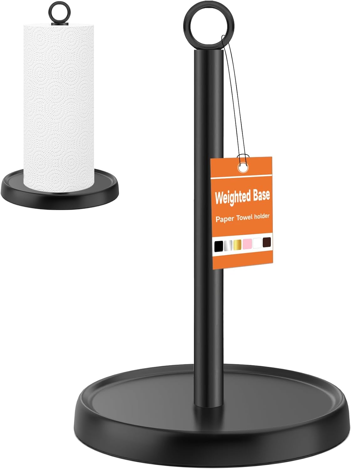 Paper Towel Holder Countertop, Stainless Steel, Weighted Base, Anti-Slip