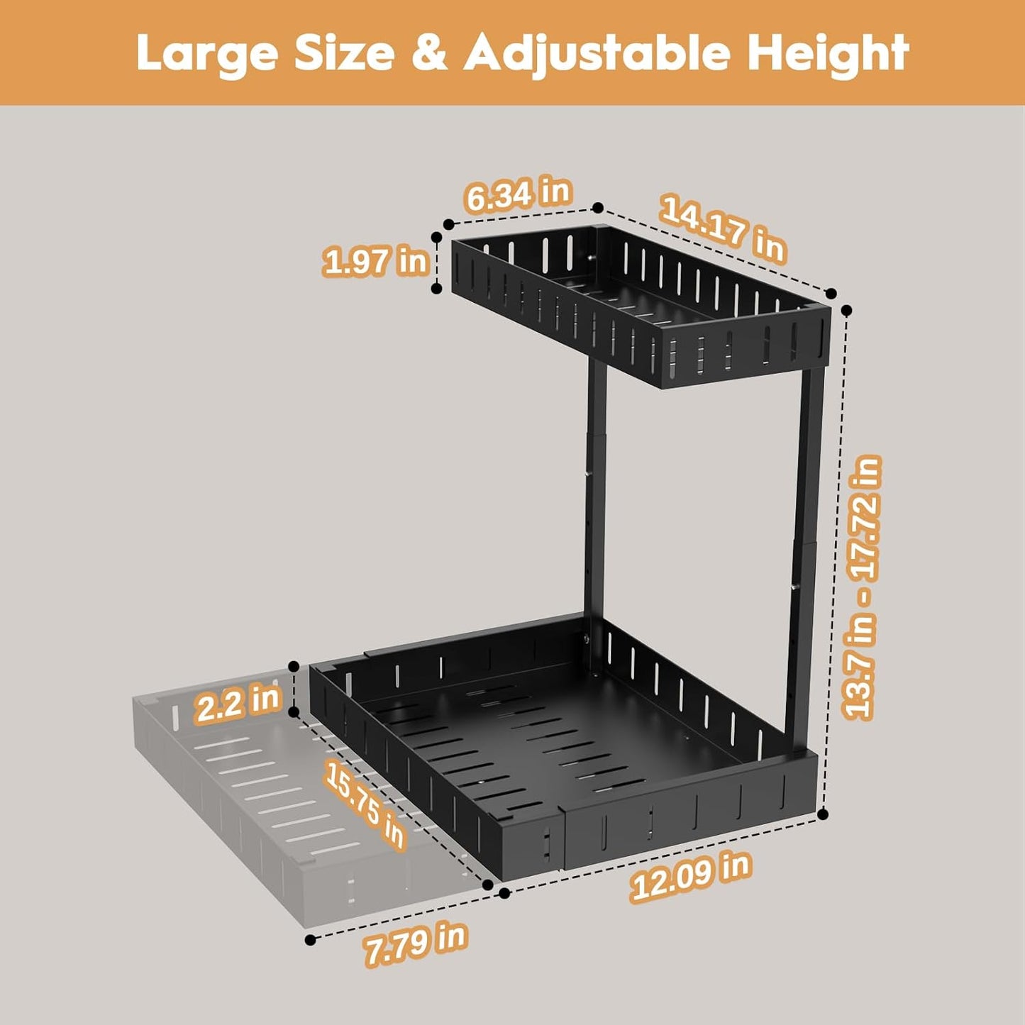 Under Sink Organizer, 2 Tier Expandable Under Cabinet Organizer