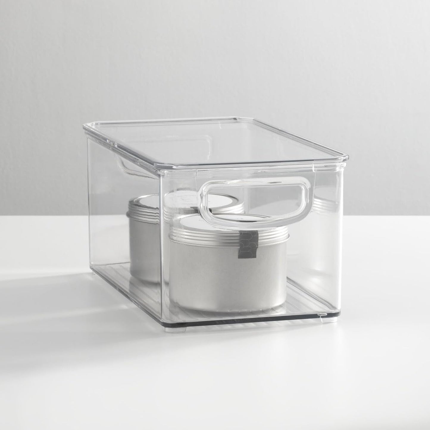 Plastic Deep Storage Bin Box Container with Lid and Built-In Handles - Organization for Fruit
