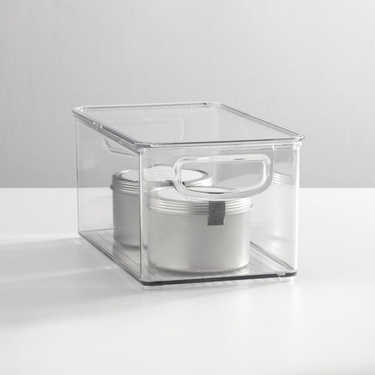 Plastic Deep Storage Bin Box Container with Lid and Built-In Handles - Organization for Fruit