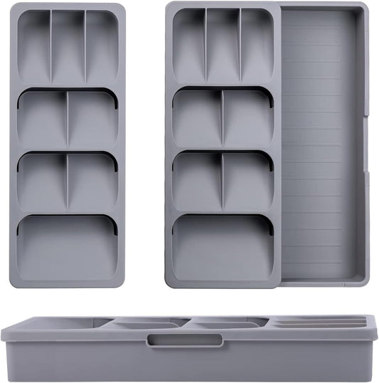 Silverware Drawer Organizer with Expandable Tray for Kitchen Drawer