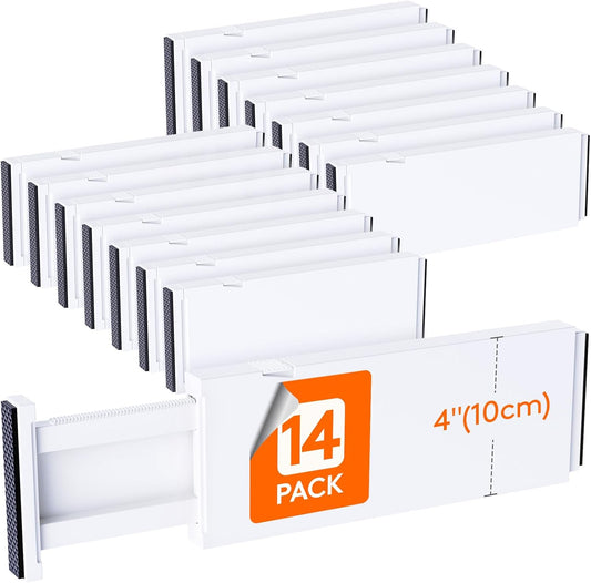 14 Pack Drawer Dividers for Clothes, 10.9-16" Adjustable Drawer Organizers