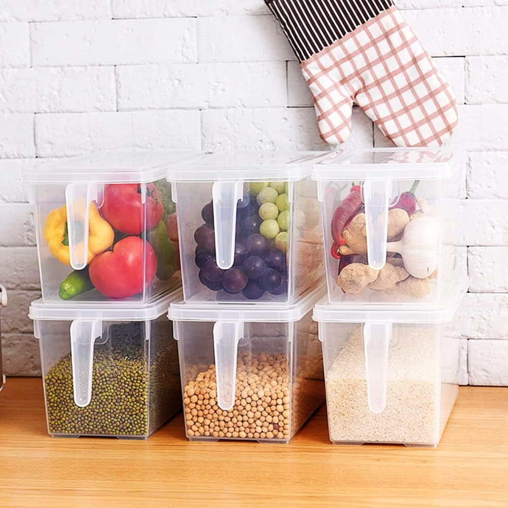 Fridge Organizer,4 Pack Refrigerator Organizer Bins,Fridge Organizers and Storage Clear with Handle & Lid,Fruit Containers for Fridge,Fridge Storage To Keep Fresh for Food, Vegetables,5L