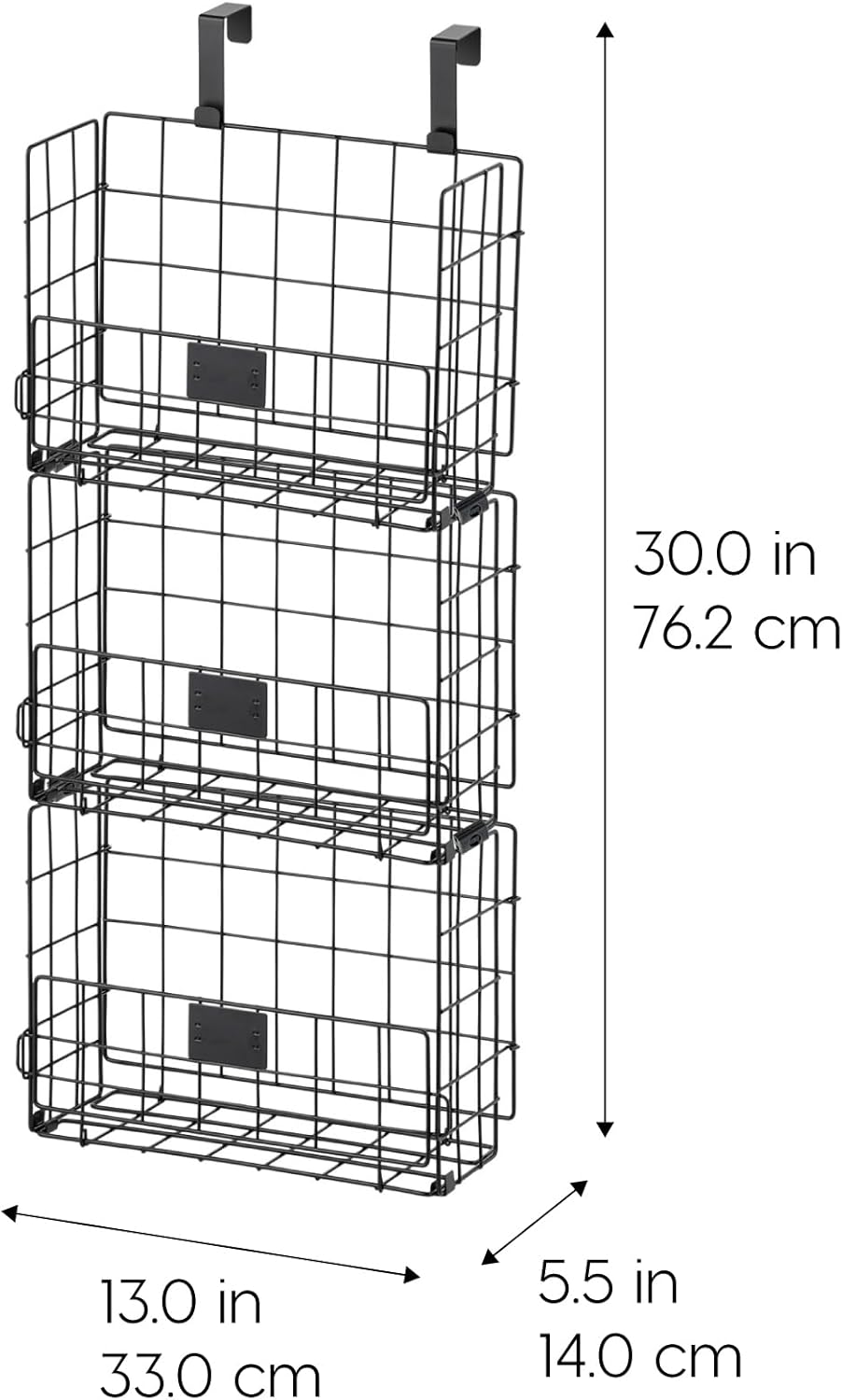 Over The Door Organizer, 3 Pack, Hanging or Wall Mounted Metal Wire Basket