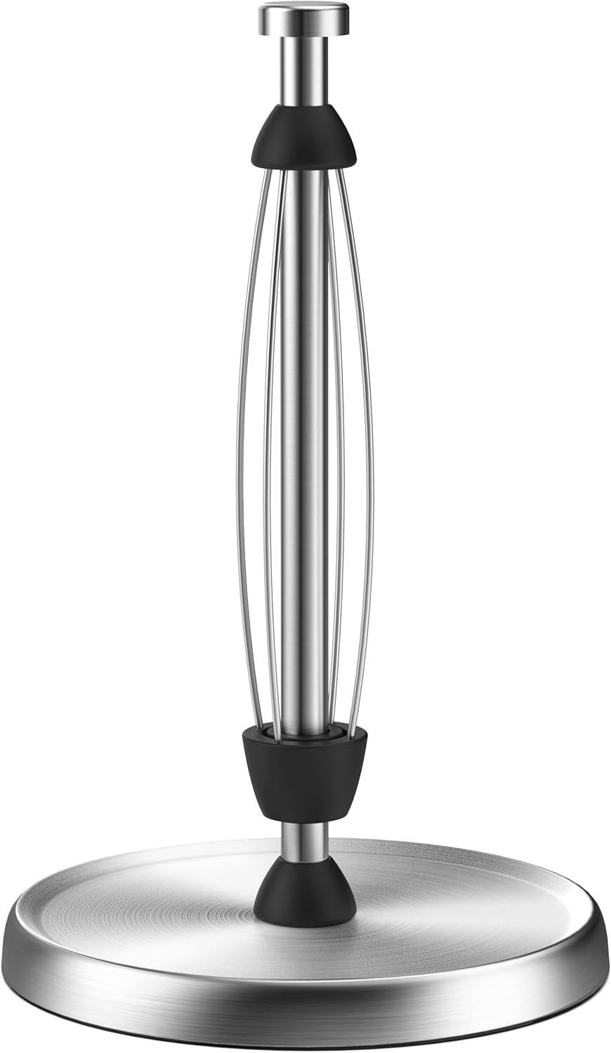 Paper Towel Holder Countertop, One-Handed Tear, Stainless Steel, Weighted Base, Silver