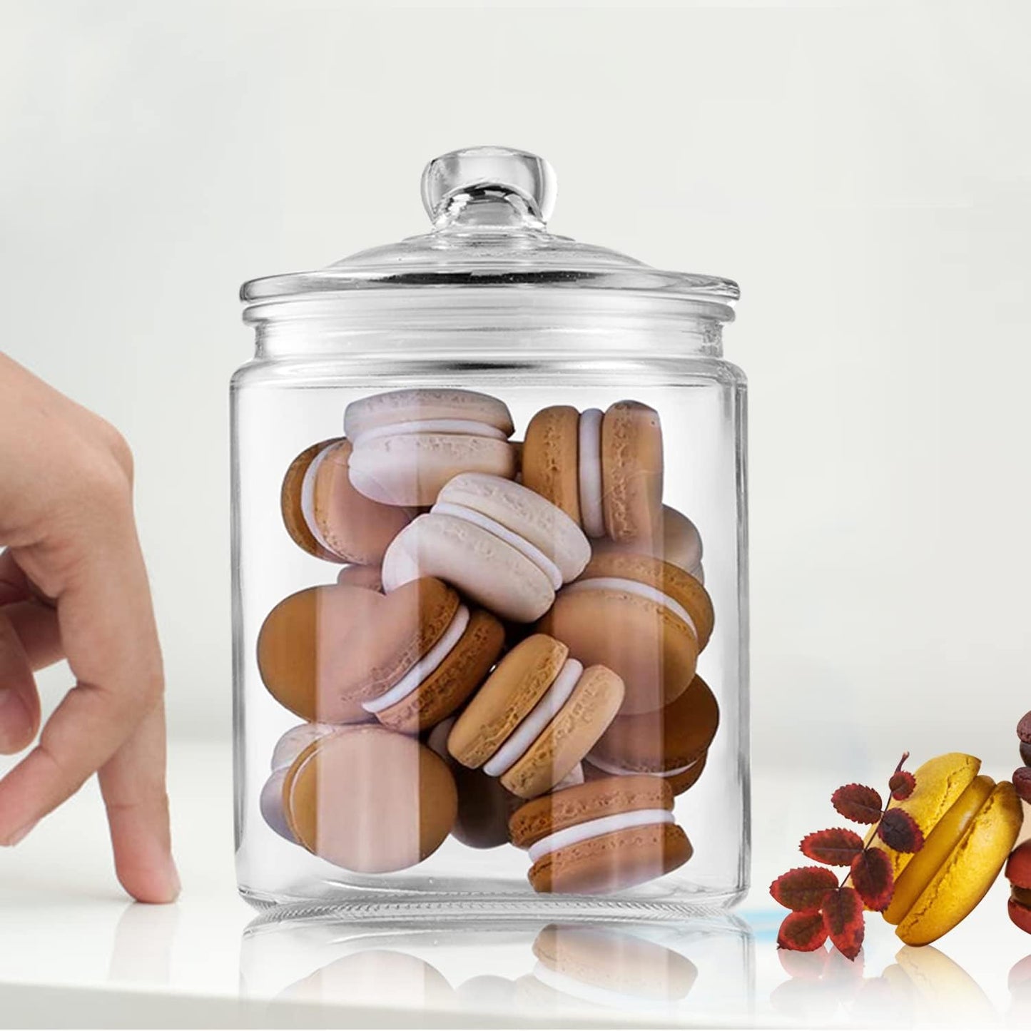 Glass Storage Containers,Clear Glass Jar with Lid, for Pantry - Flour, Coffee bean, Cookies, Pasta