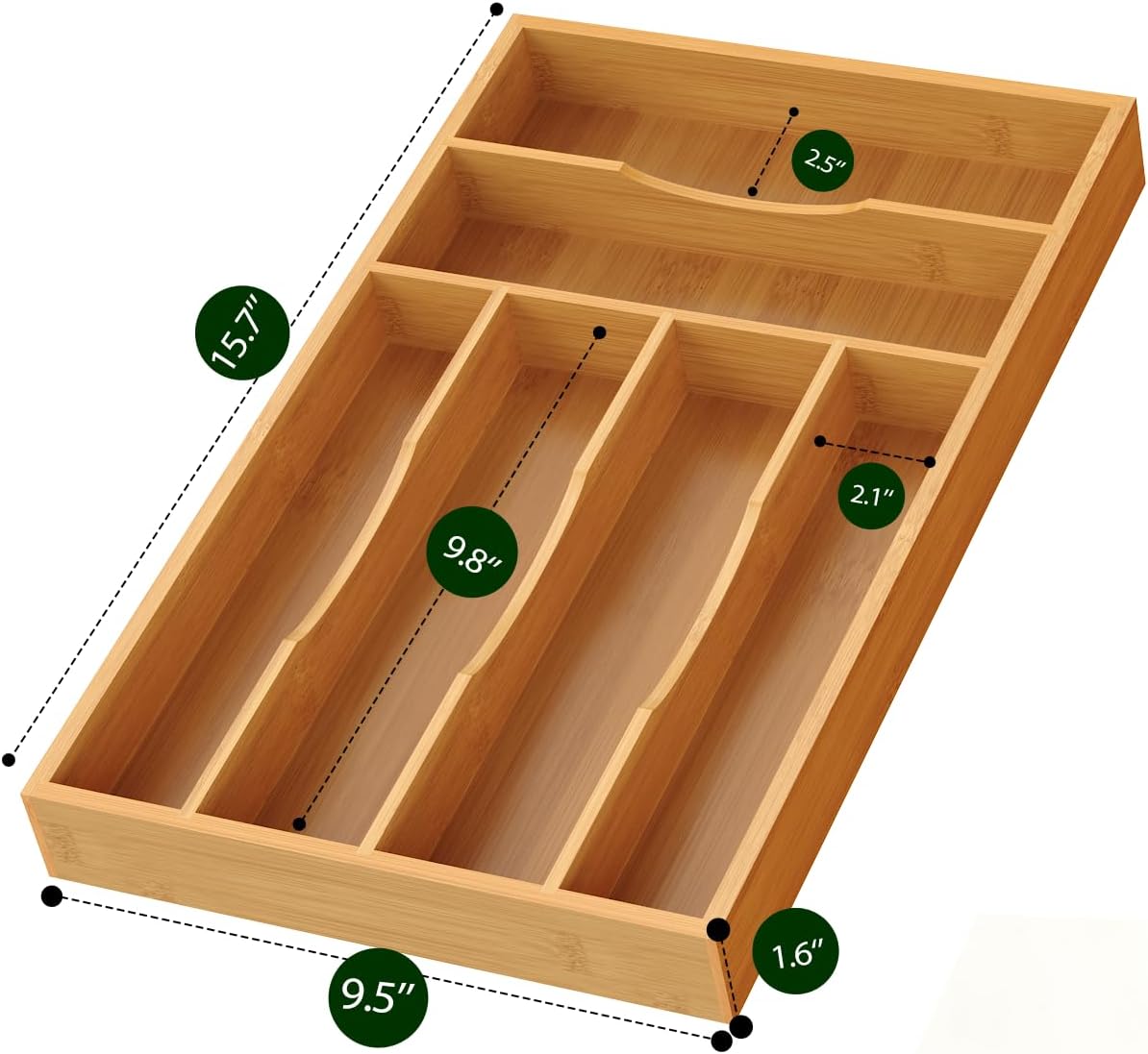 Bamboo Silverware Organizer, Bamboo Kitchen Drawer Cutlery Organizer, Utensil Holder