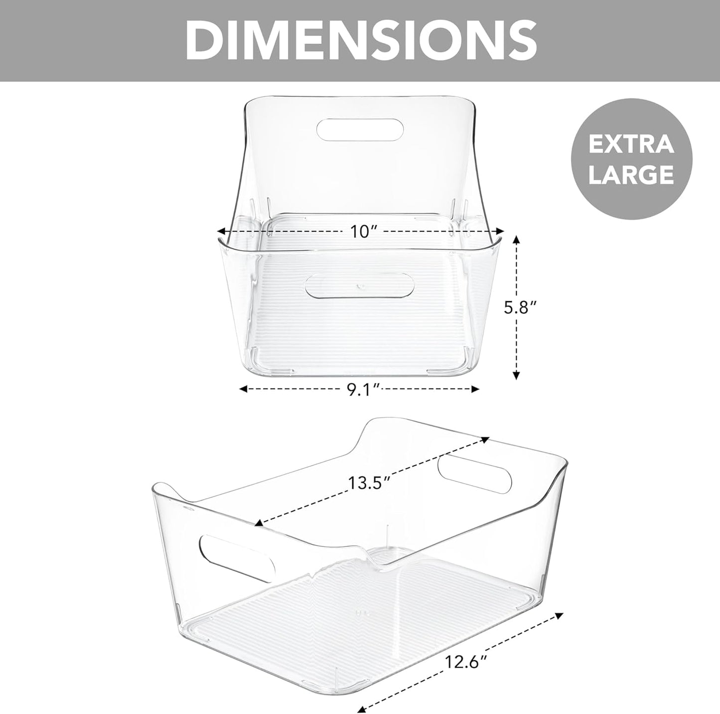 6 Pack Plastic Storage Bins, Extra Large Pantry Organizer