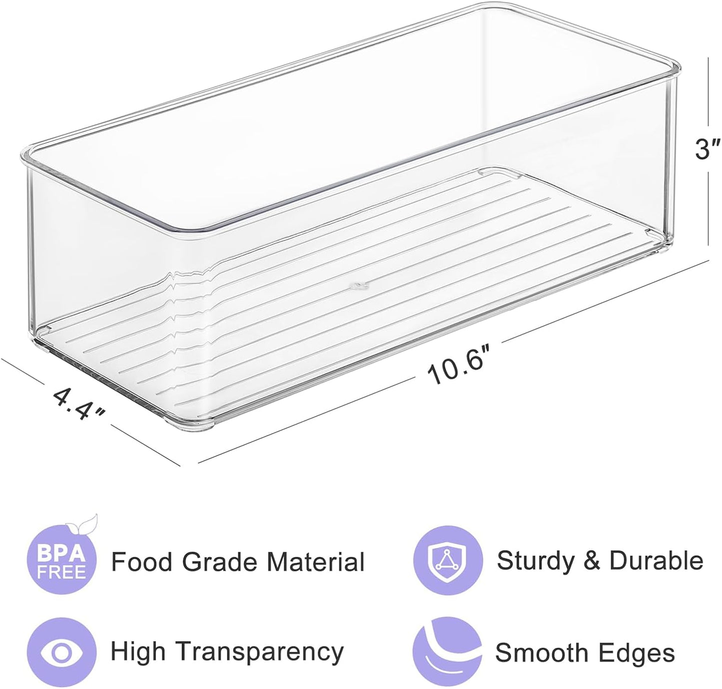 4 Pcs Storage Container Breastmilk for Fridge, Clear Organizer Bins for Milk Bags