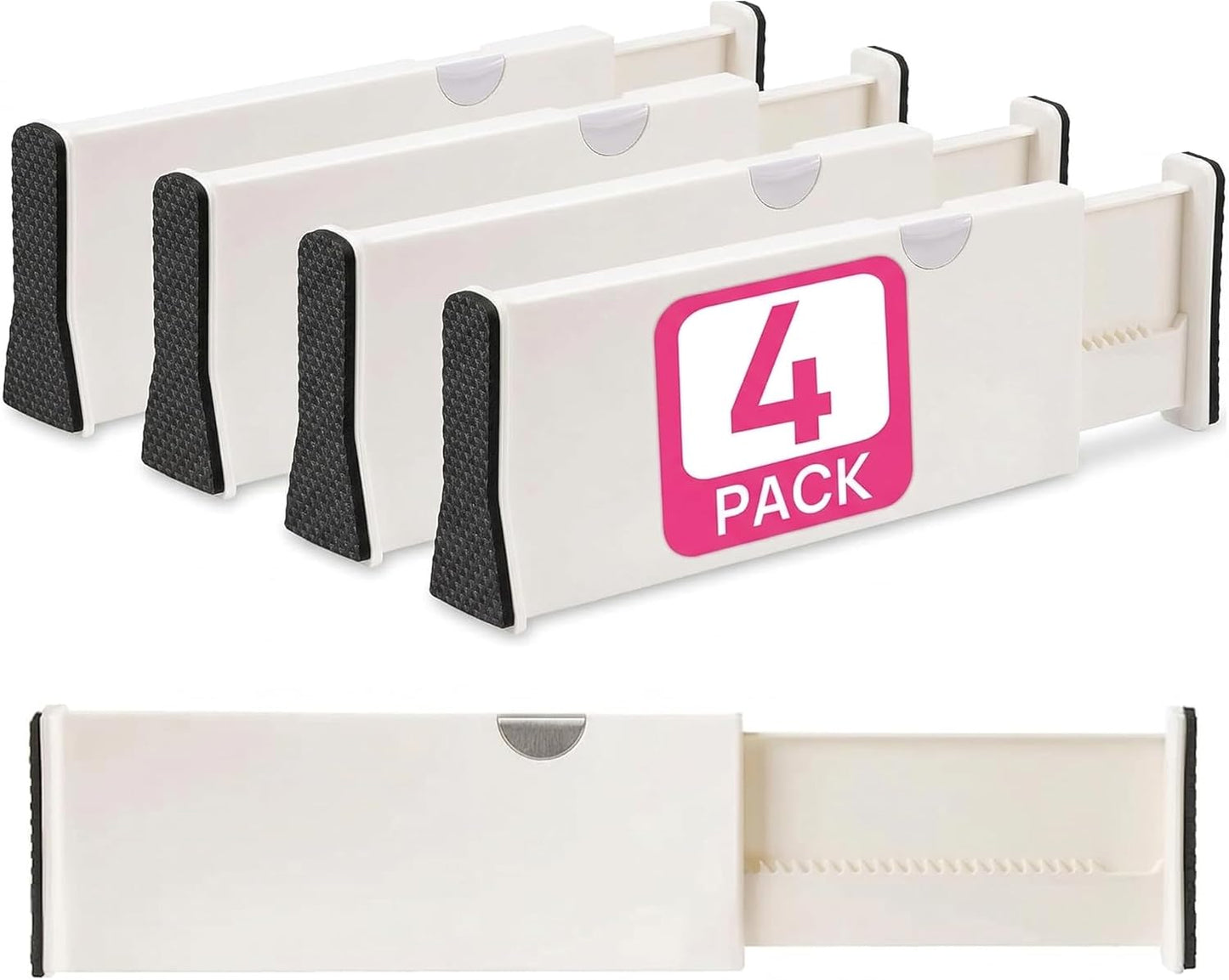4 Adjustable Drawer Dividers, Organize Silverware and Utensils in Home Kitchen