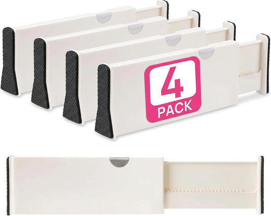 4 Adjustable Drawer Dividers, Organize Silverware and Utensils in Home Kitchen