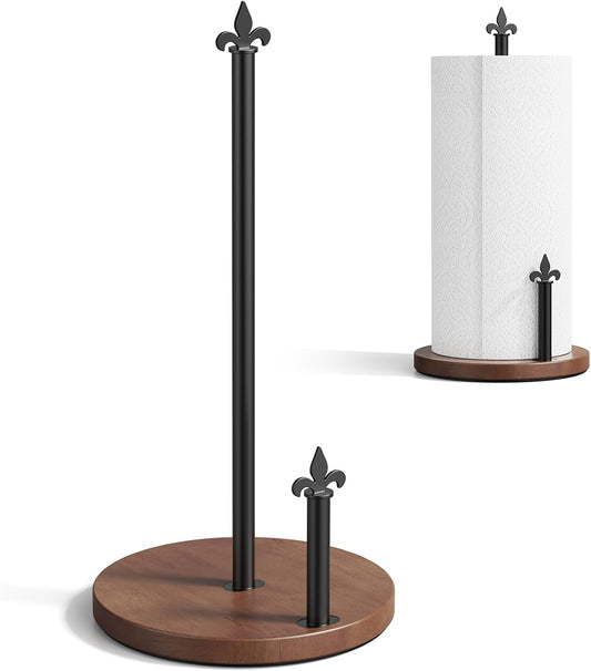 Paper Towel Holder Countertop, Wooden Paper Towel Holder with One-Hand Tear Design