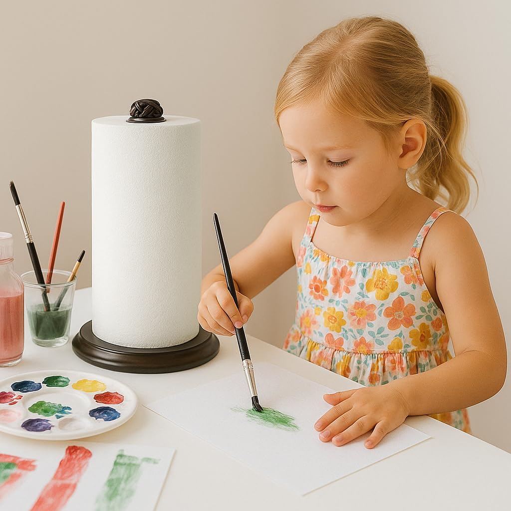 Paper Towel Holder Stand for Countertop, Decorative Freestanding Paper Towel Holder with Non-Slip Weighted Base, Heavy-Duty & Durable, Fits Regular & Jumbo Rolls, Oil Rubbed Bronze