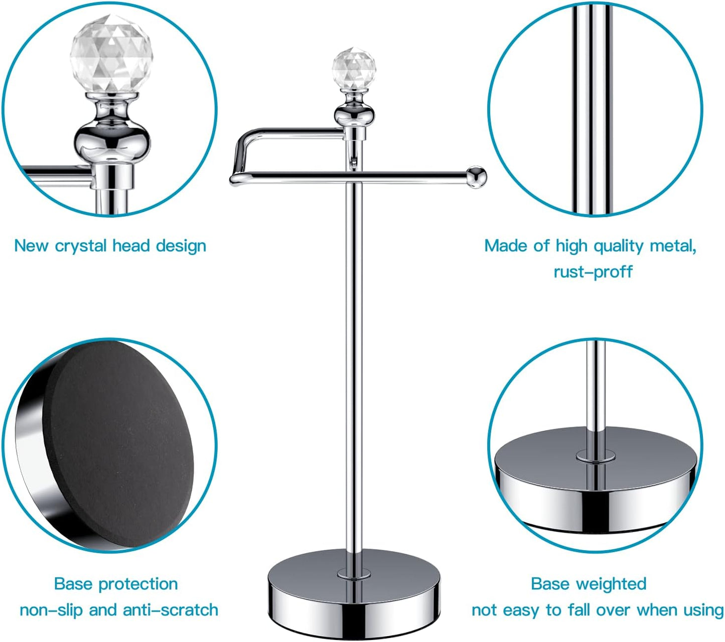 Heavy Weighted Towel Holder (with Crystal Ball) Standing Towel Holder