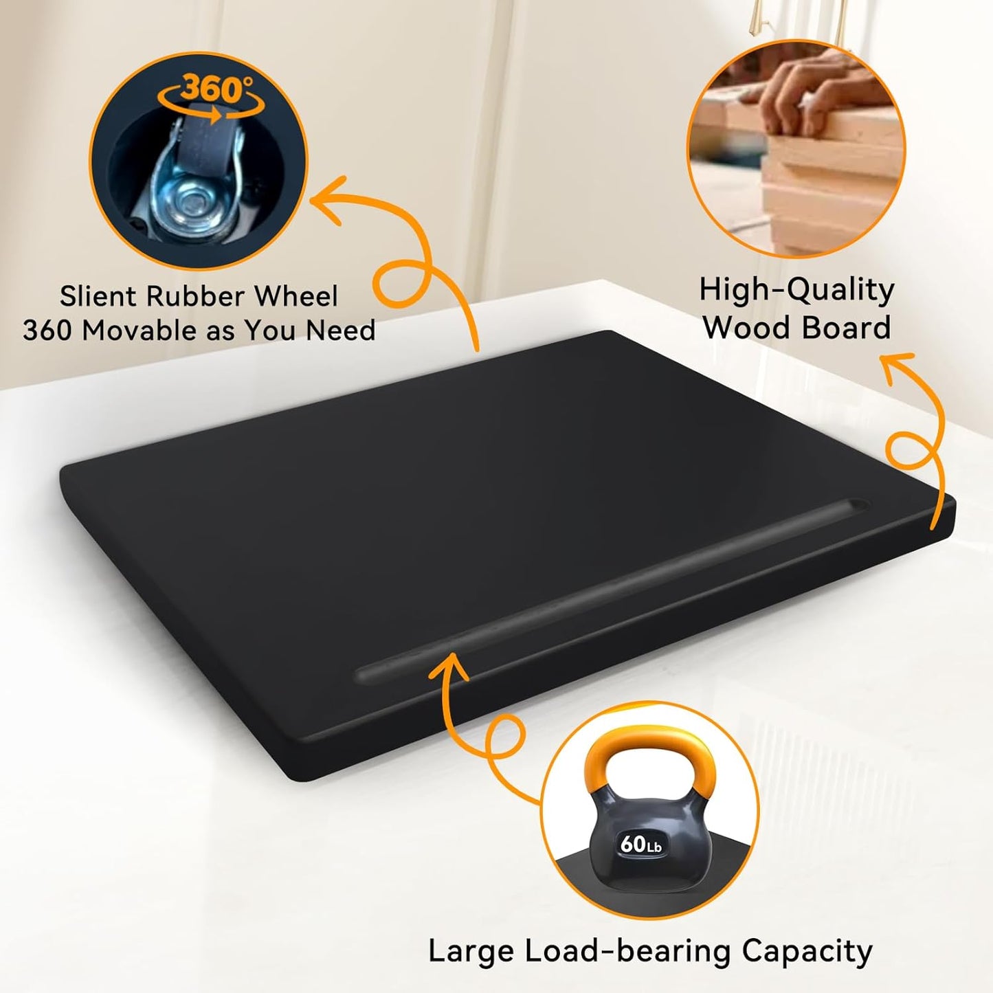 Wood Appliance Slider with 360' Wheels, 13"D x 16"W Sliding Tray for Coffee Maker & Heavy Kitchen Appliances,Countertop Appliance slider for Kitchen Appliance, Premium Wood Rolling Tray,No Assemble