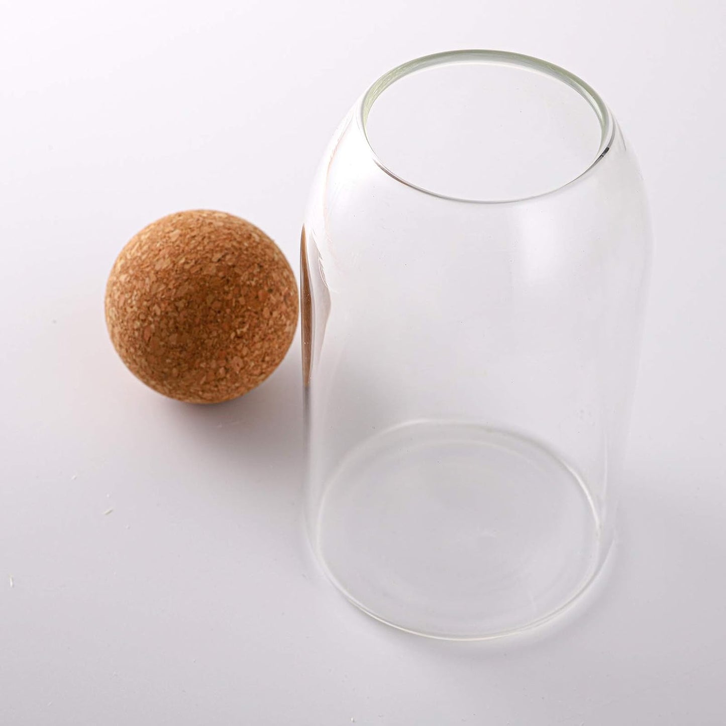 3 Pack Glass Storage Jar with Ball Cork Lid, Clear Glass Canisters with Cork Ball