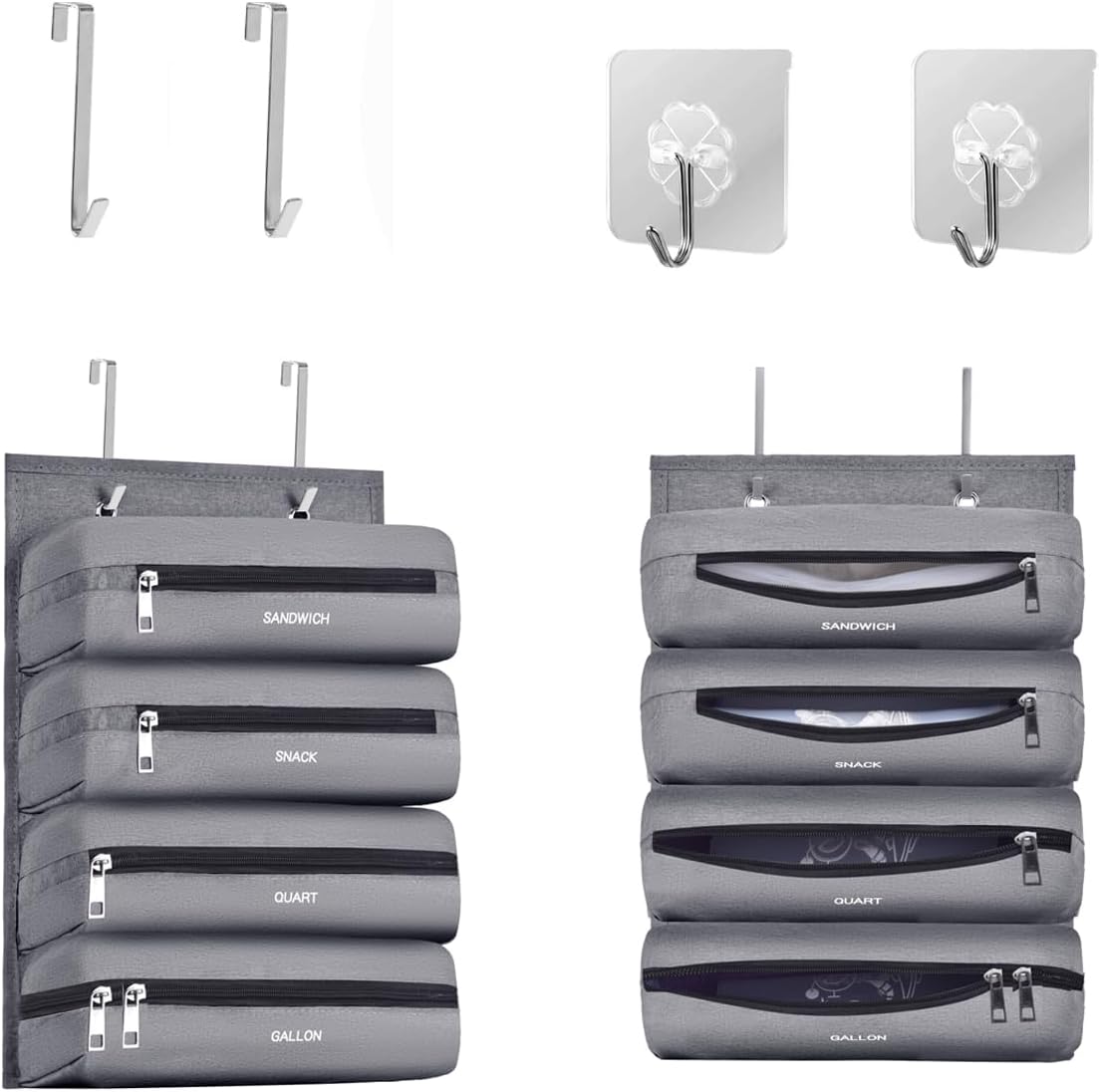 Zipper Bag Organizer Compatible with Gallon, Quart, Sandwich & Snack Food Storage Bag