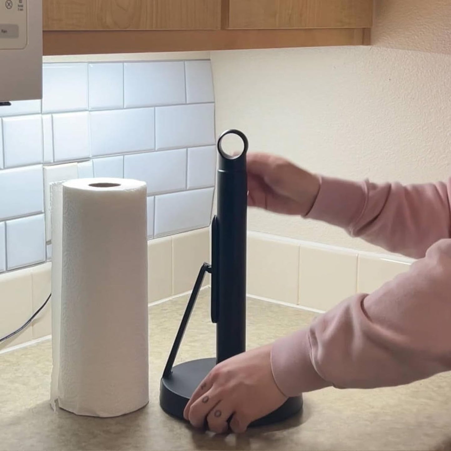 Heavy-Duty Stainless Steel Paper Towel Holder with Tension Arm – Easy One-Handed Tear