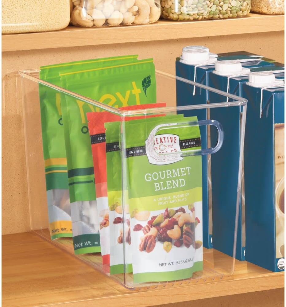 Plastic Modern Kitchen, Pantry Food Storage Container Bin w/ Handles - Cabinet, Fridge/Freezer