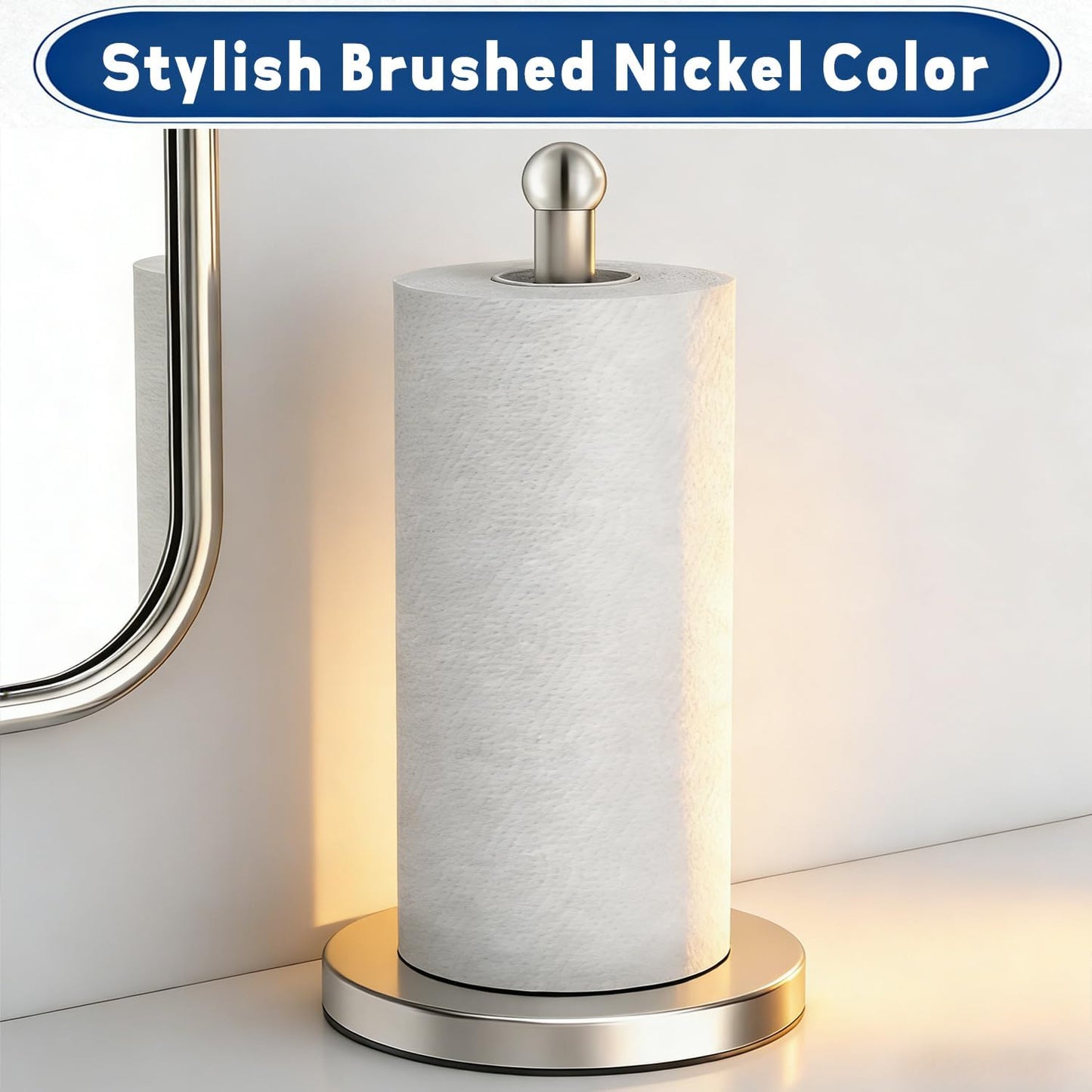Paper Towel Holder Freestanding, Weighted Base with Suction Cups