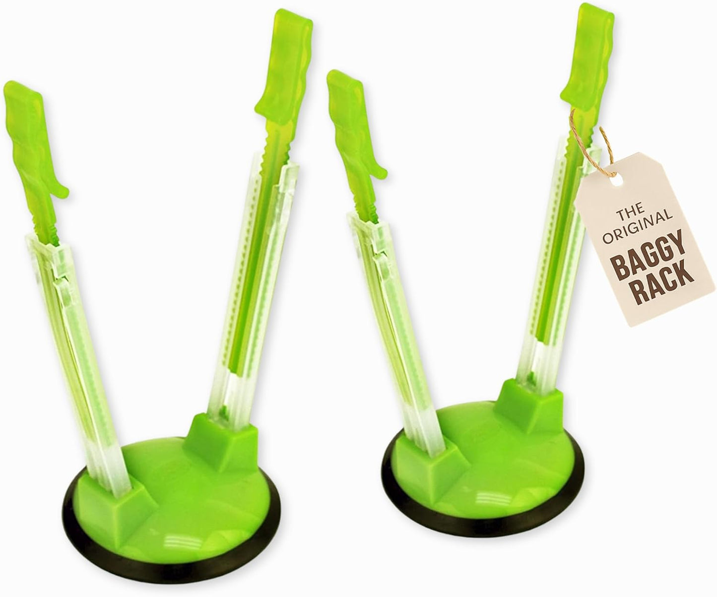Adjustable Baggy Rack Stand 2 Pack Hands Free Food Storage Bag Holder Stand for Freezer and Sandwich Bags Clip Stand for Pouring Leftovers or Drying Reusable Ziploc Bags