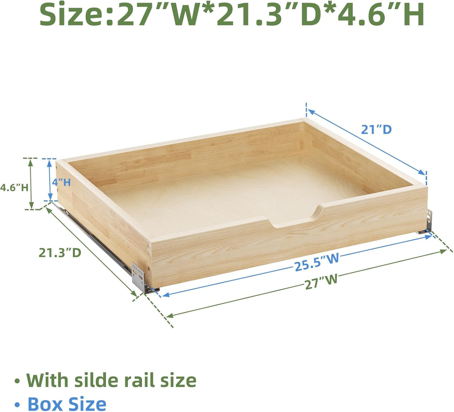 Pull Out Drawers for Cabinets, 25½” W x 21” D Soft Close Slide Out Drawers for Kitchen Cabinets