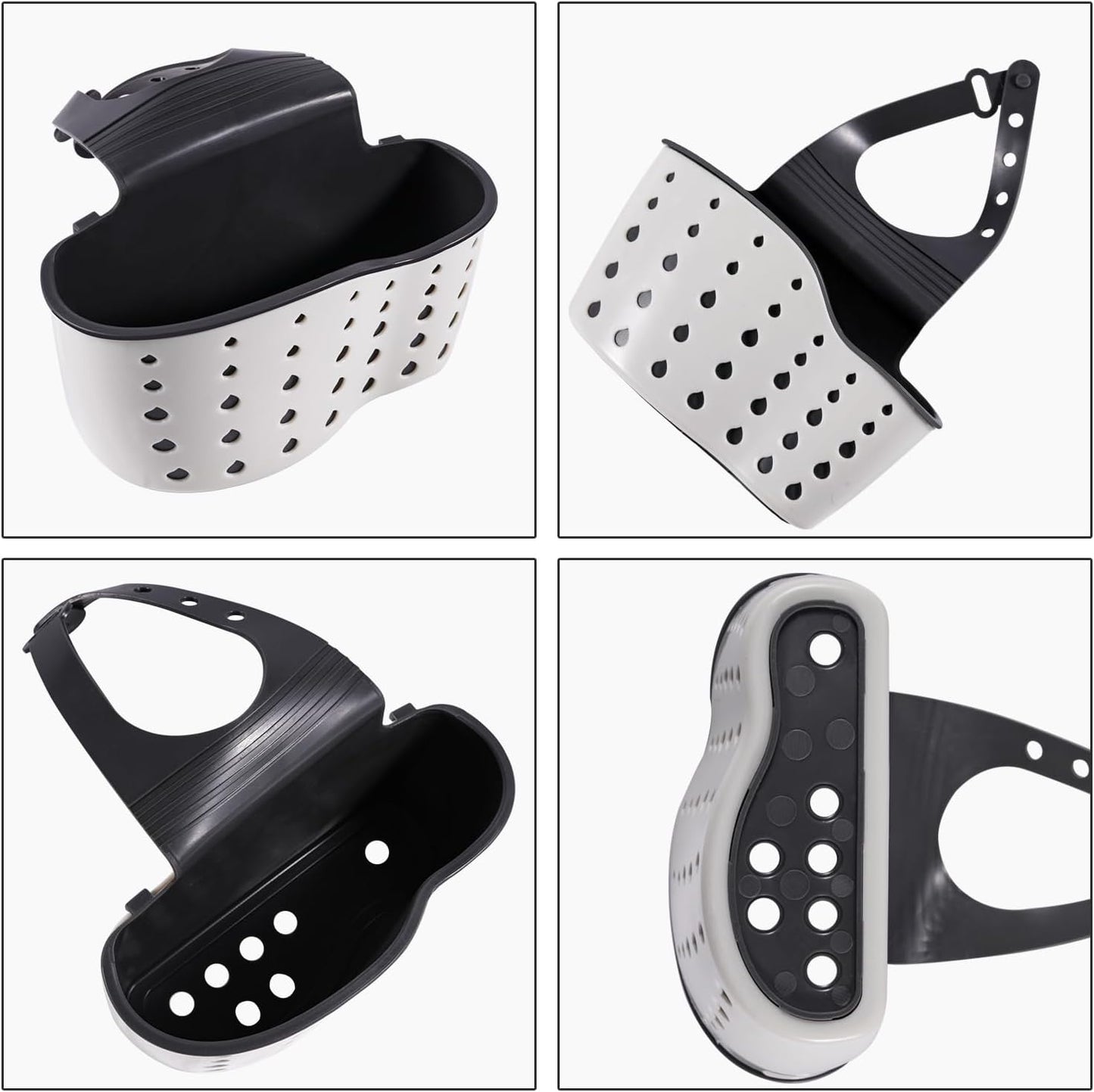 Kitchen Sink Caddy Sponge Holder for Kitchen Sink Accessories Organizer Dish Sponge Holder Ajustable Strap Faucet with Drain Holes for Drying (1 pc Beige)