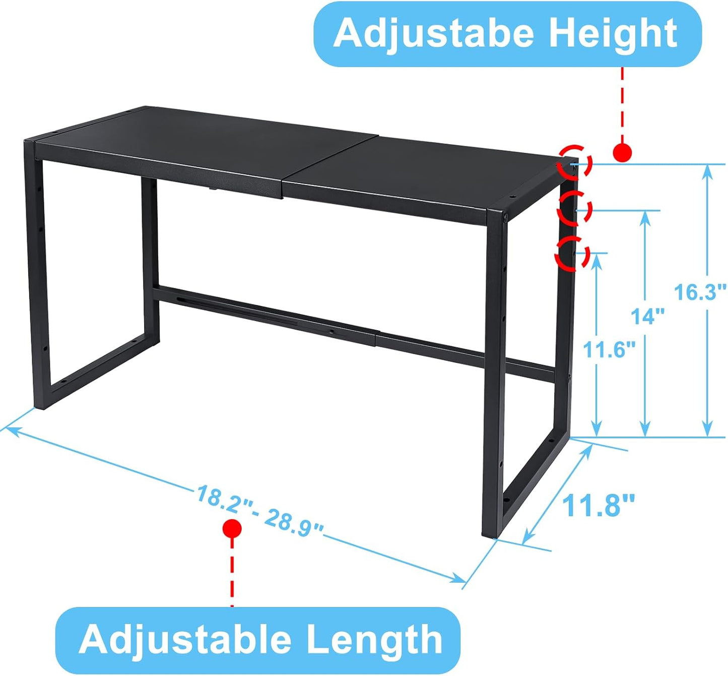 Expandable 110 LBS Heavy Duty Storage Shelves,Metal Shelving Unit for Pots Pans Microwave Small Appliance,Adjustable Storage Rack Shelf Organizer For Kitchen Garage Warehouse Cabinet Closet Pantry