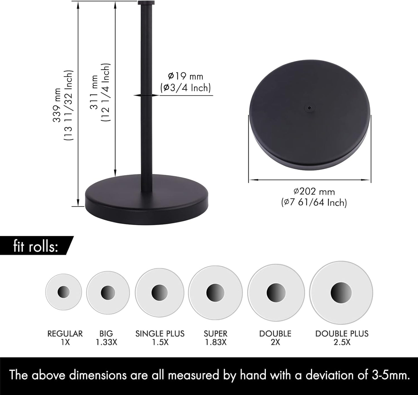 Matte Black Paper Towel Holder Countertop