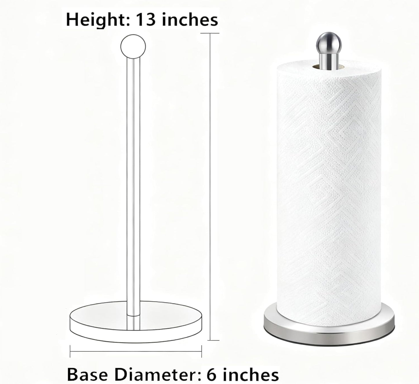 Paper Towel Holder Countertop, Freestanding Kitchen Paper Holder Stand, One-Handed Tear
