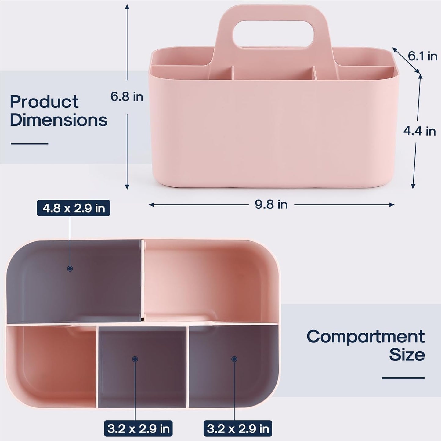 Multiuse Caddy Organizer with Handle, Portable Divided Plastic Tote Bin - Art Craft