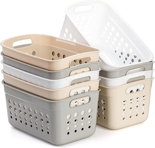 9 Pack Plastic Storage Basket, Small Pantry Organizer Basket Bins