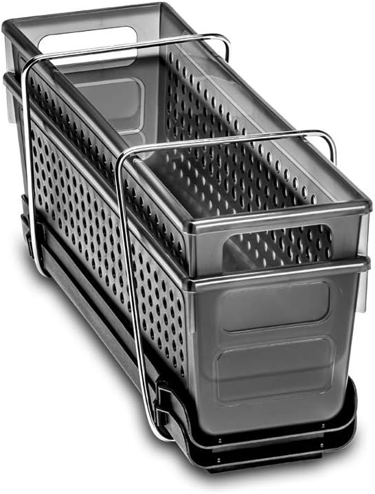 2-Tier Under Sink Organizer with Pull-Out Drawers, Adjustable Dividers