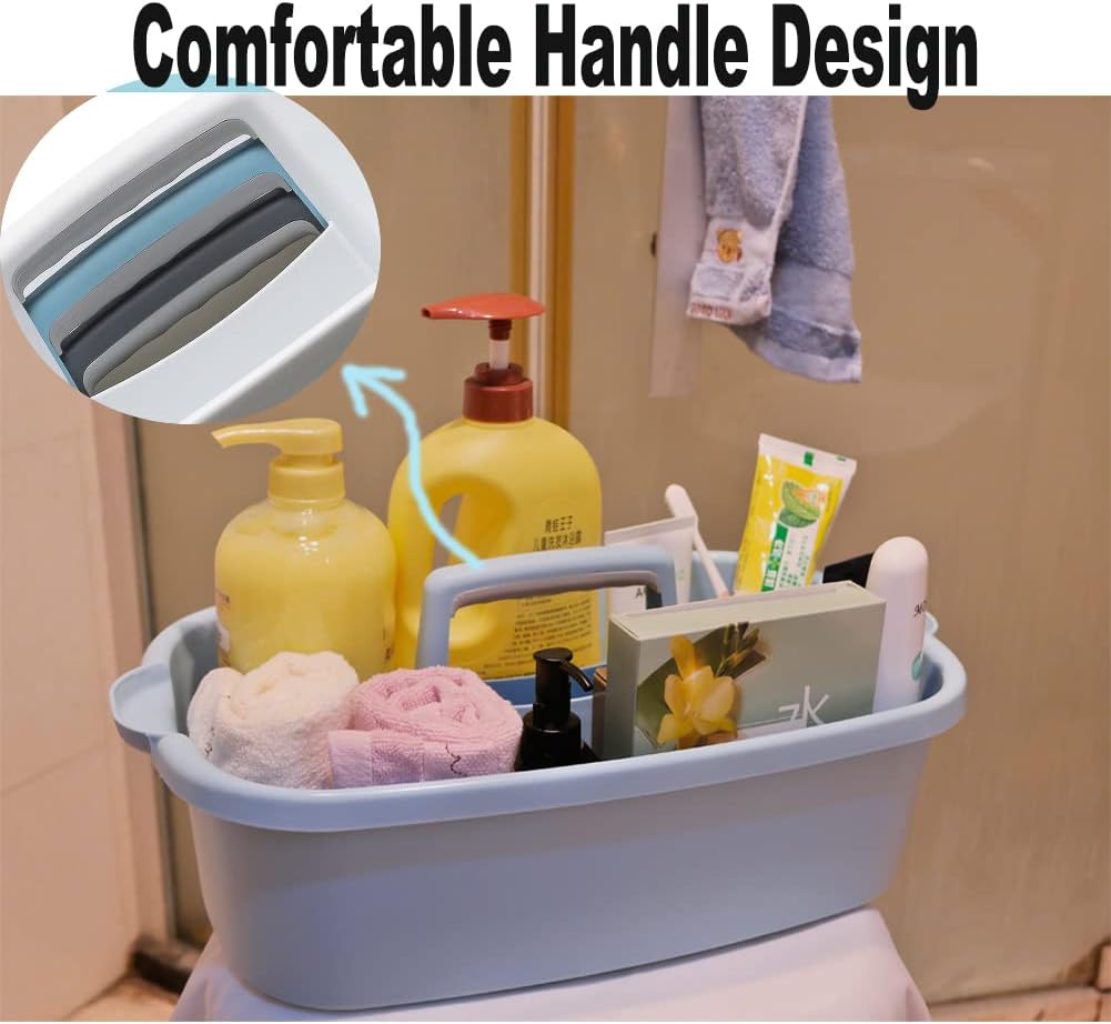 Large Plastic Cleaning Supply Caddy with Handle, Portable Cleaning Tool Storage Tote for Dorm