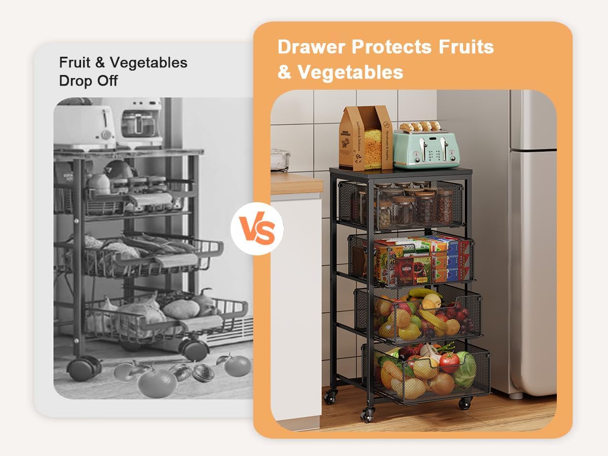 4-Tier Fruit Vegetable Storage Cart