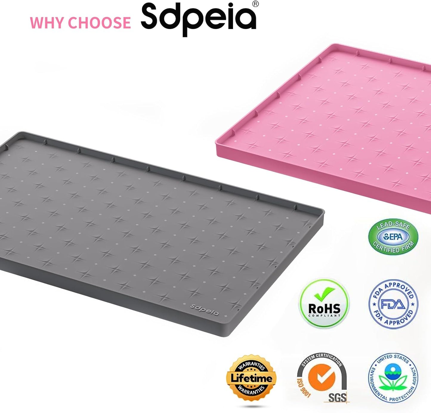 Under Sink Mat 34"×22" Waterproof Silicone Cabinet Liner & Sink Protector for Kitchen & Bathroom