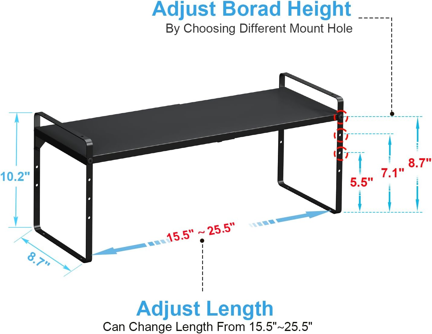 15.5 to 25.5 Inch Kitchen Cabinet Shelf Organizers, Adjustable Kitchen Counter Shelf Organizer