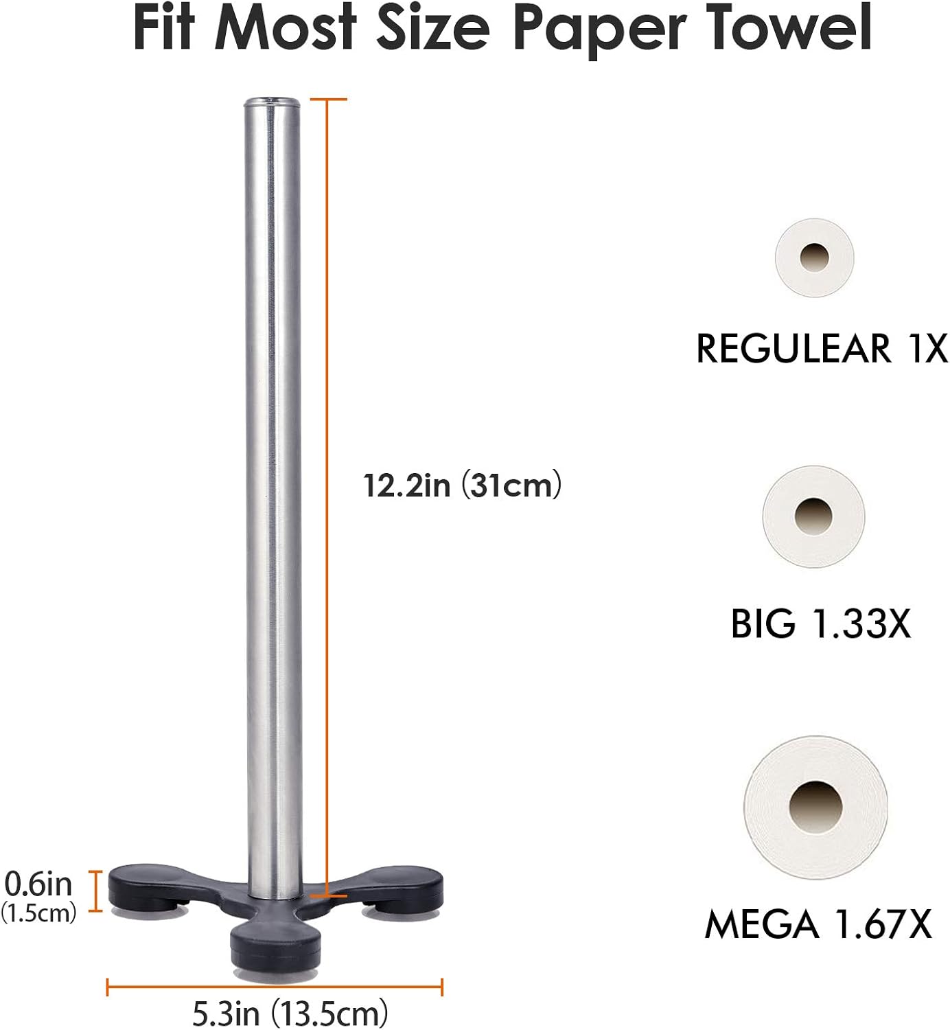 TOPKITCHEN 2 Pcs Stainless Steel Countertop Paper Towel Holder