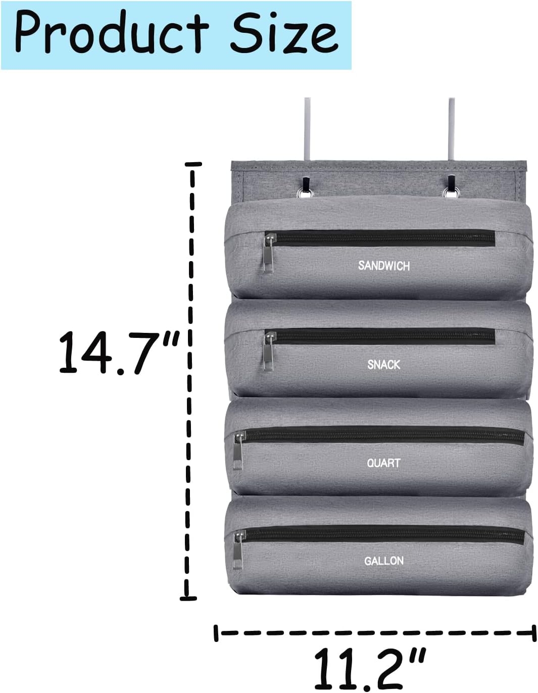 Zipper Bag Organizer Compatible with Gallon, Quart, Sandwich & Snack Food Storage Bag