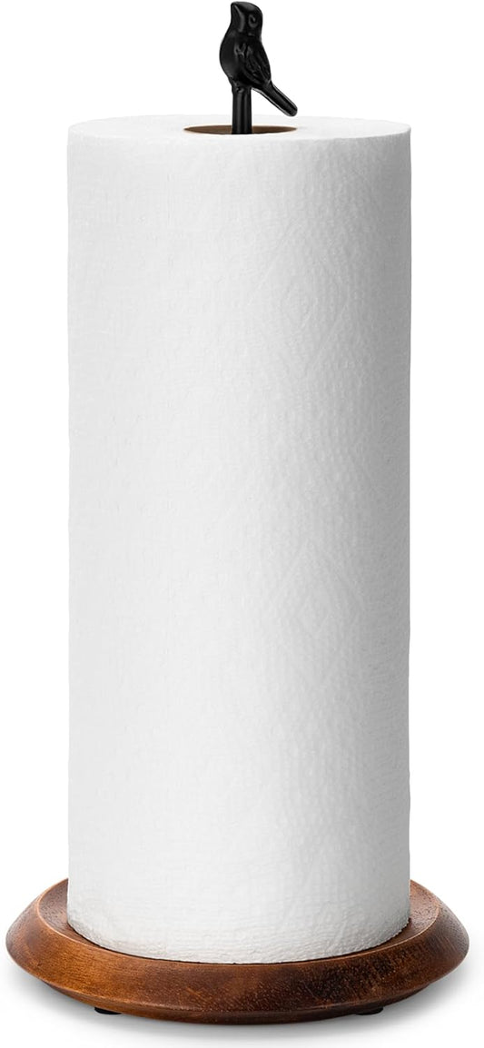 Wood Paper Towel Holder Countertop, Easy Tear Farmhouse Kitchen Towel Holder for Dining Table