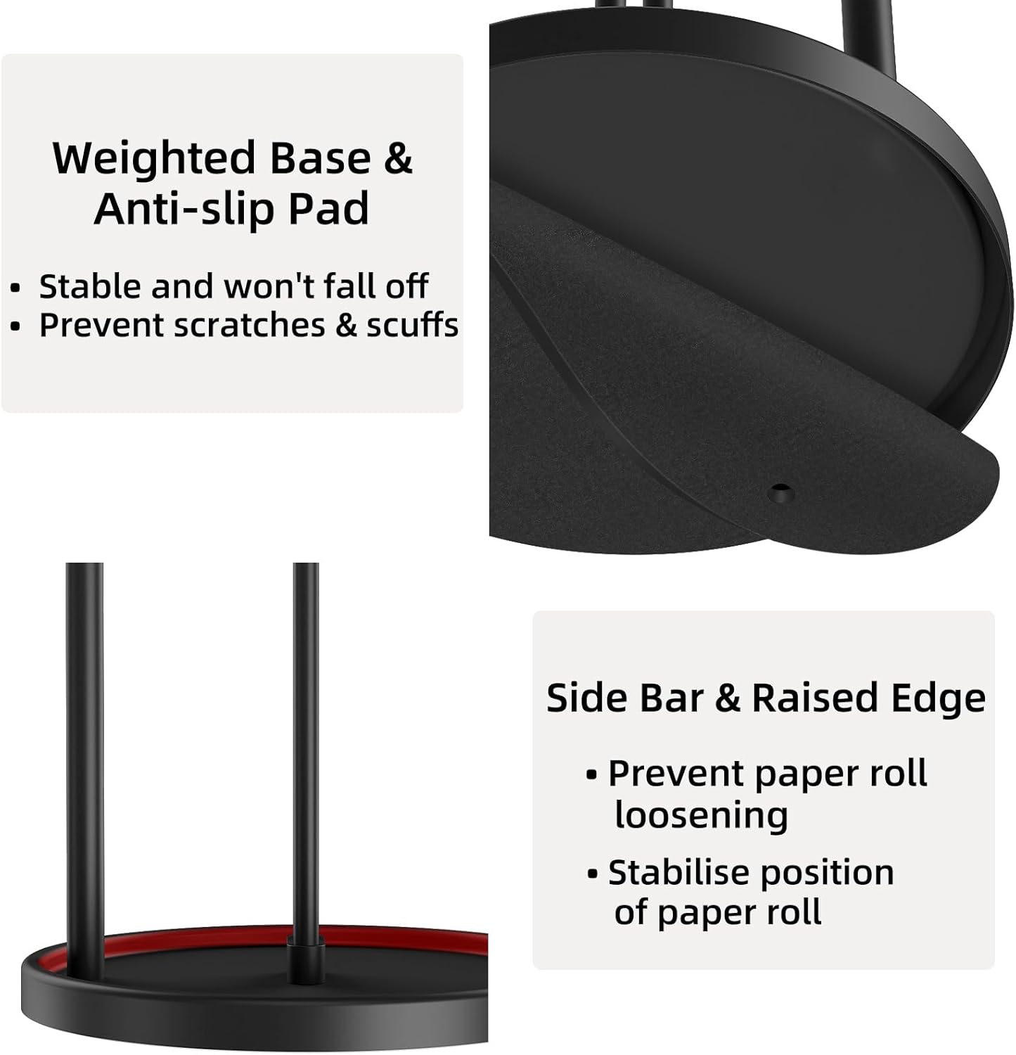 Paper Towel Holder Countertop, Freestanding Paper Towel Roll Holder with Weighted Base