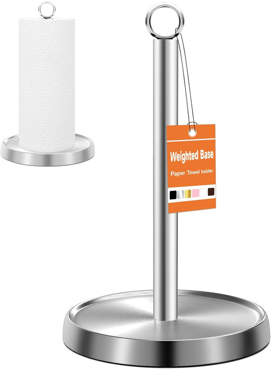 Paper Towel Holder Countertop, Stainless Steel, Weighted Base