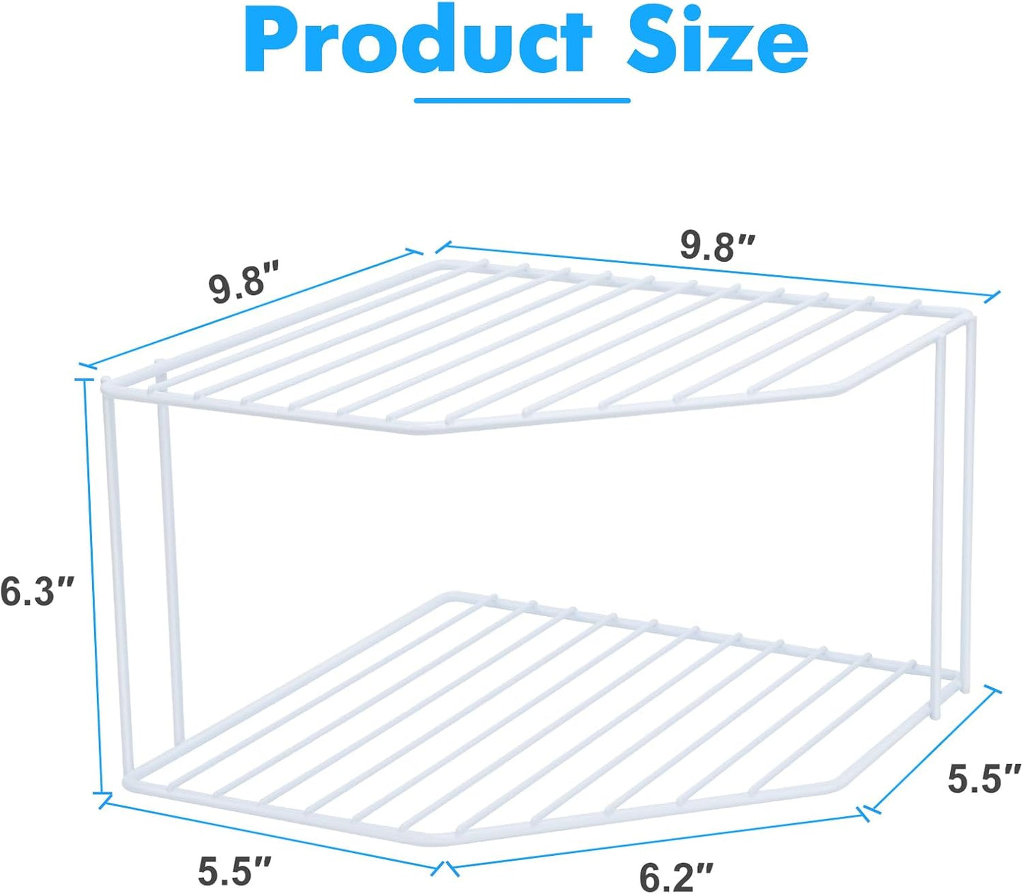 2Pcs 2-Tier Corner Stackable Organizer Shelf for Kitchen - Cabinet Storage Shelf Rack