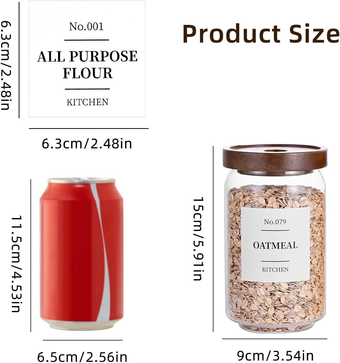 Glass Pantry Storage Jars with Acacia Airtight Lid, 25oz Clear Kitchen Canisters with Wood Lid