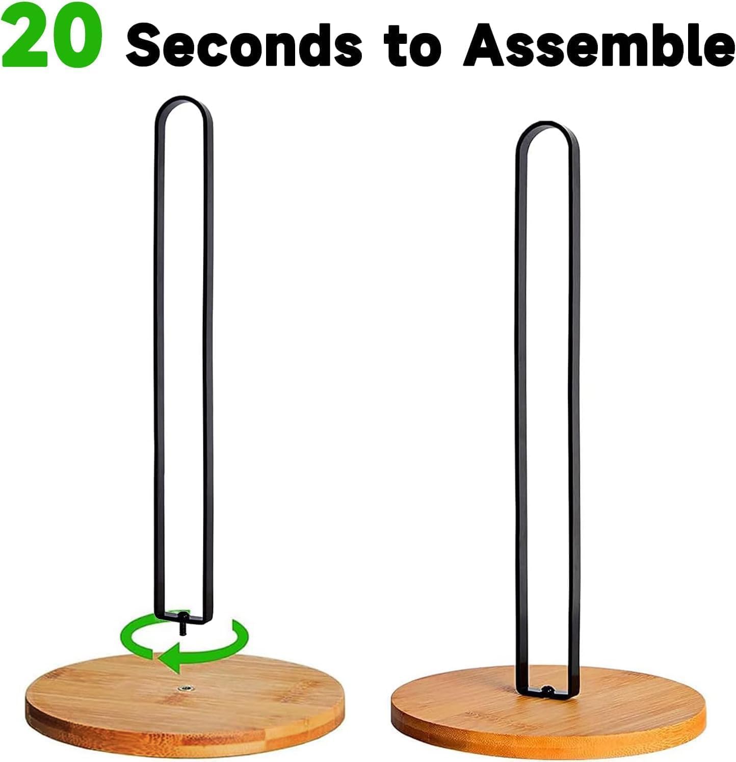 Wooden Paper Towel Holder Countertop, Kitchen-Towel-Holder FreeStanding with Non-Slip Base for Bathroom