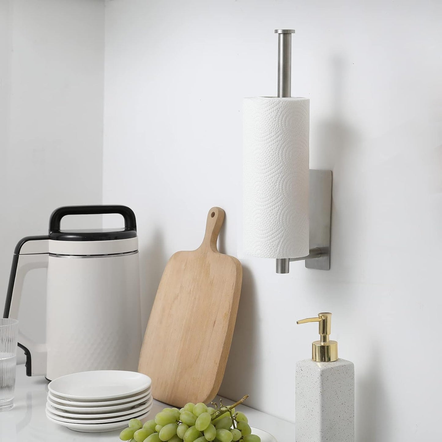 Under Cabinet Paper Towel Holder for Kitchen, Adhesive Paper Towel Roll Rack for Bathroom Towel