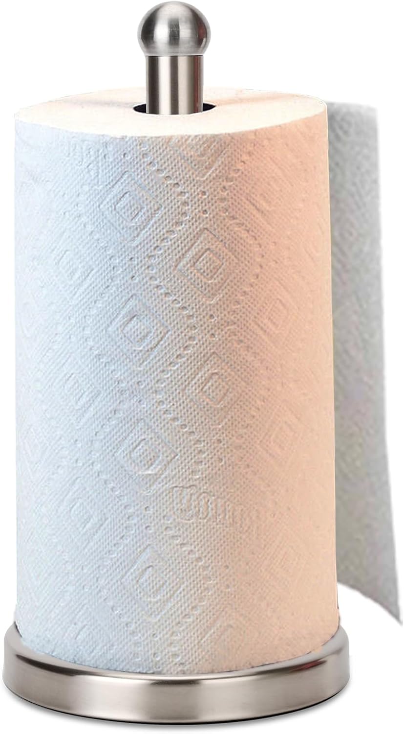 Paper Towel Holder Stand with Sturdy Base Fits Standard and Jumbo Sized Paper Towel
