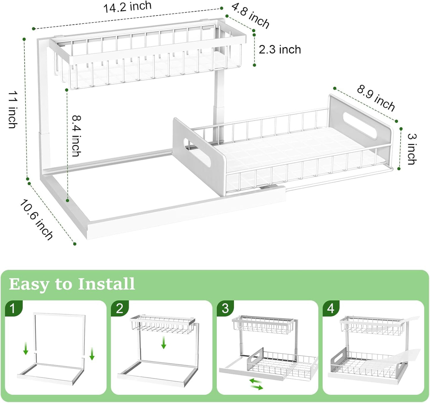 Under Sink Organizer, Pull Out Cabinet Organizer