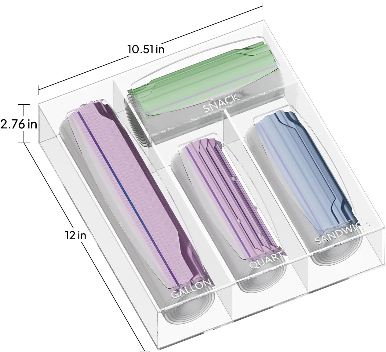 Acrylic Bags Storage Organizer - Baggie Bags Drawer Organizer & Plastic Food Storage Bags Holder