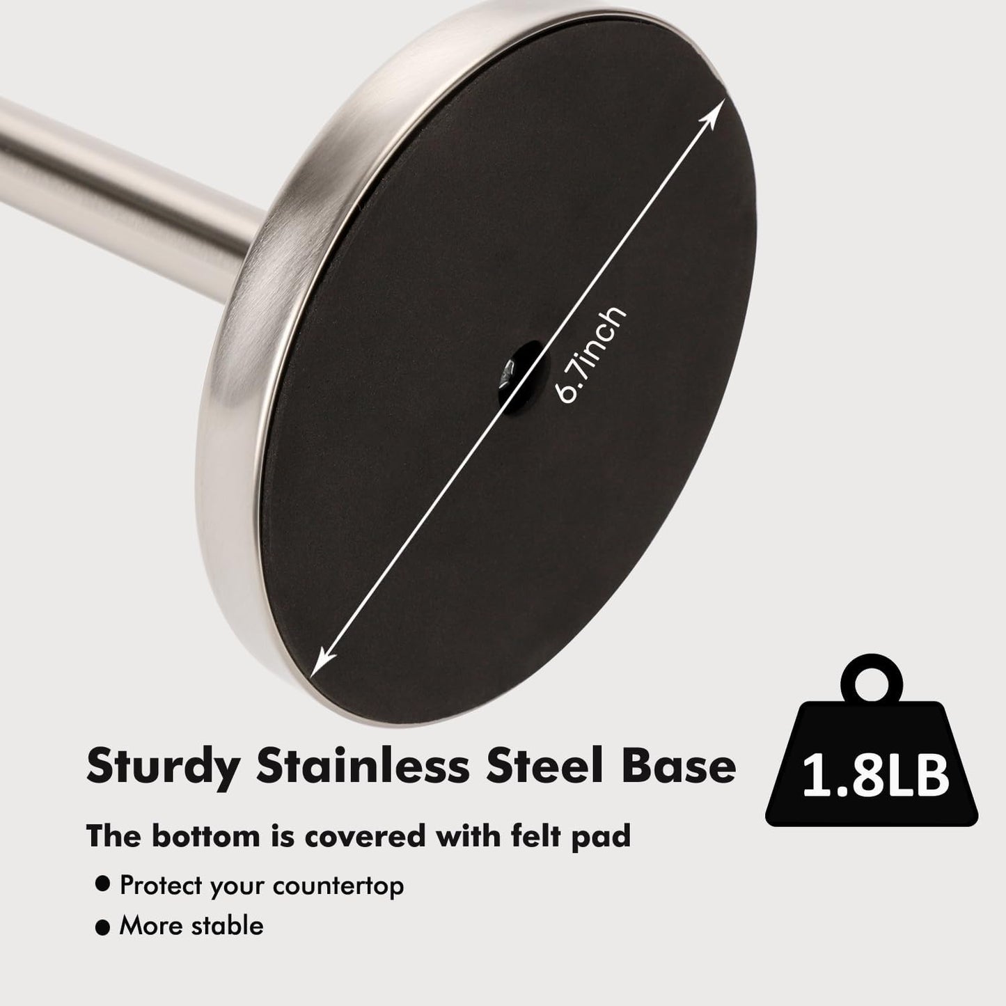 Paper Towel Holder Countertop with Weighted Base, One-Handed Design No Tipping Over